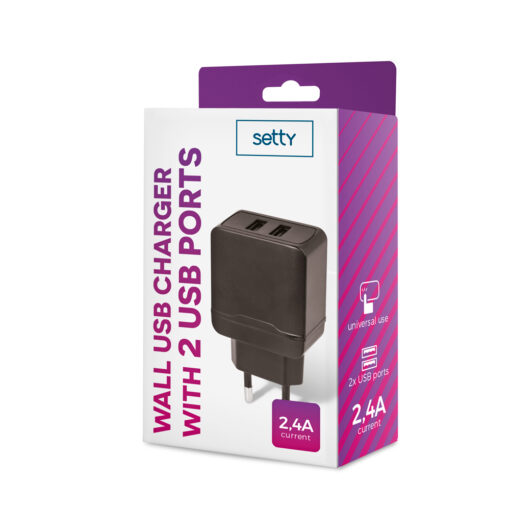 Setty charger 2x USB 2,4A black - Image 2