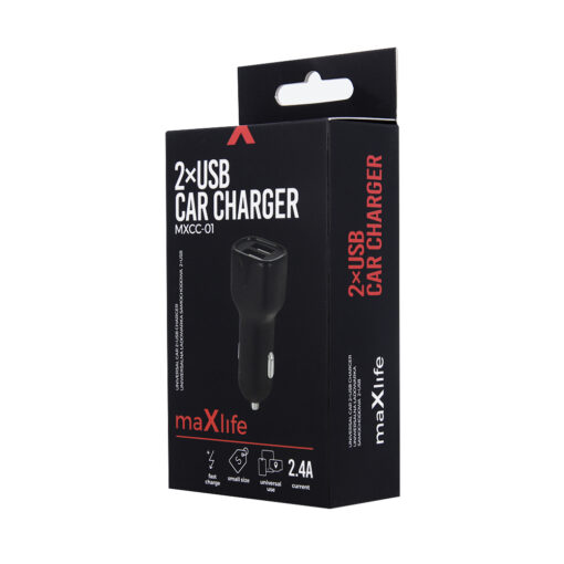 Maxlife MXCC-01 car charger 2x USB 2.4A black - Image 5