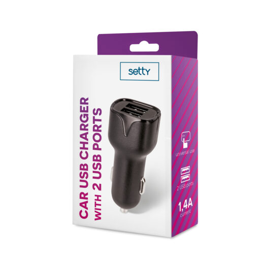 Setty car charger 2x USB 1,4A black - Image 2