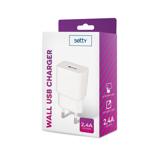 Setty charger 1x USB 2,4A white - Image 2