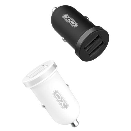 XO car charger TZ08 2x USB 2,1A white + Lightning cable - Image 3