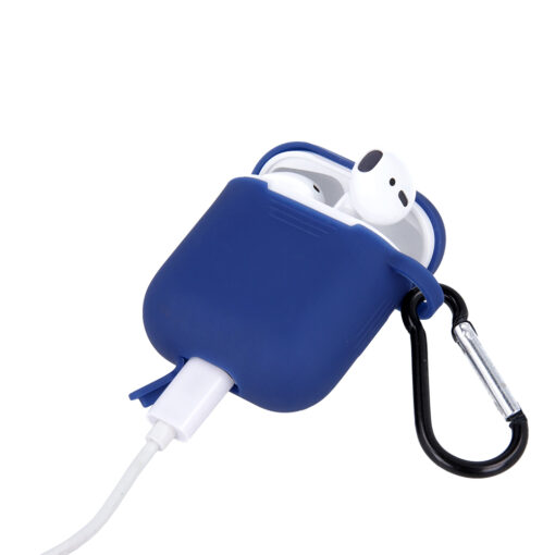 Case for Airpods / Airpods 2 dark blue with hook - Image 4