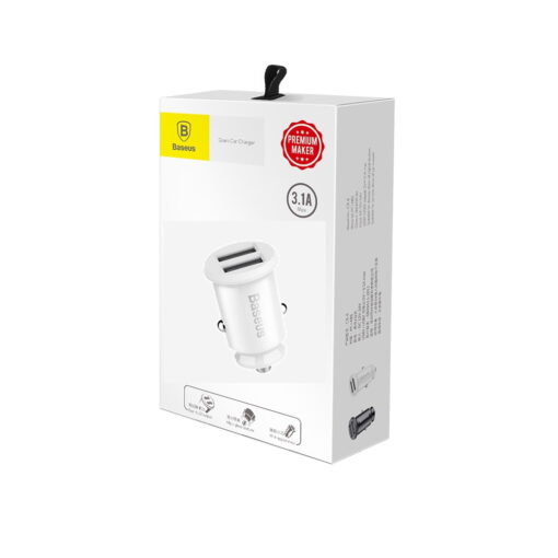 Baseus car charger Grain 2x USB 3,1A white - Image 3