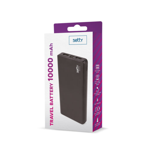Setty power bank 10000 mAh in-out black - Image 2