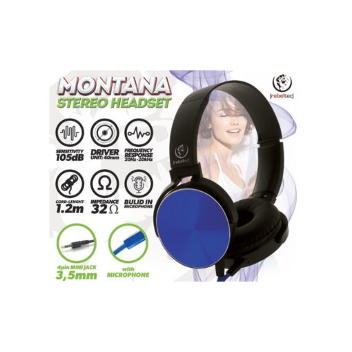 Rebeltec wired headphones Montana with microphone blue - Image 2