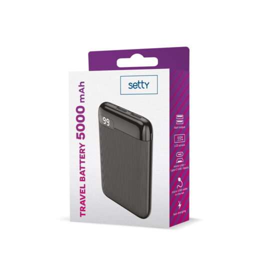 Setty power bank 5000 mAh LCD SPBL-05 black - Image 6