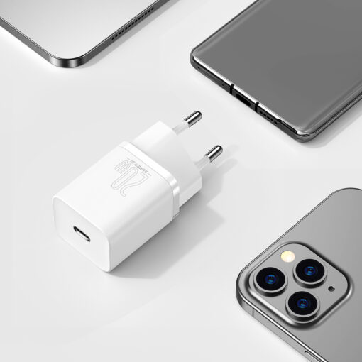 Baseus wall charger Super Si PD 20W 1x USB-C white + USB-C - Lightning cable - Image 9