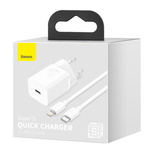 Baseus wall charger Super Si PD 20W 1x USB-C white + USB-C - Lightning cable - Image 11