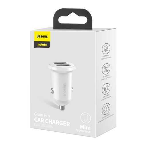 Baseus car charger Grain Pro 2x USB 4,8A white - Image 7