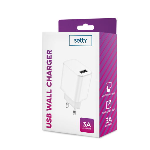 Setty charger 1x USB 3A white - Image 6