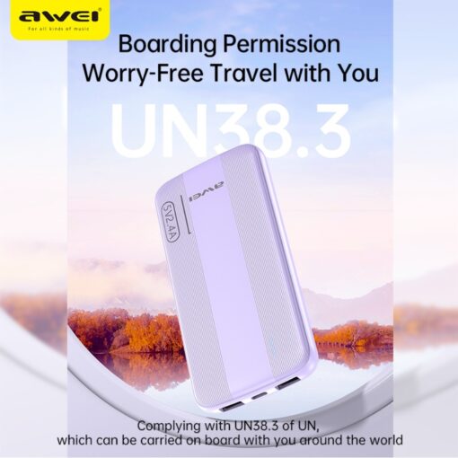 Väline aku Power Bank Awei P20K 5V/2.4A 10000mAh must - Image 4