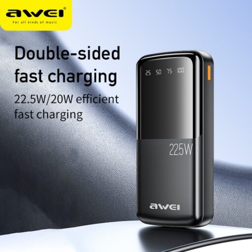 Väline aku Power Bank Awei P13K PD20W/QC22.5W 20000mAh must - Image 2