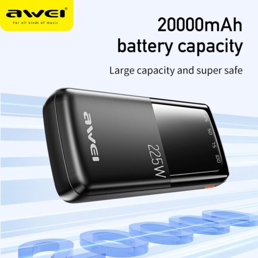 Väline aku Power Bank Awei P13K PD20W/QC22.5W 20000mAh must - Image 3