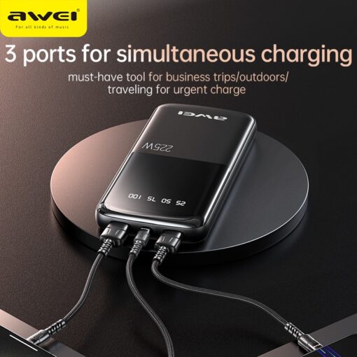 Väline aku Power Bank Awei P10K 22.5W 10000mAh must - Image 4