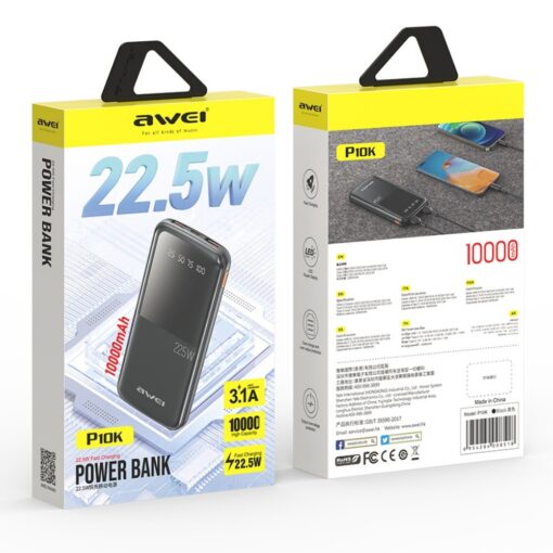 Väline aku Power Bank Awei P10K 22.5W 10000mAh must - Image 5