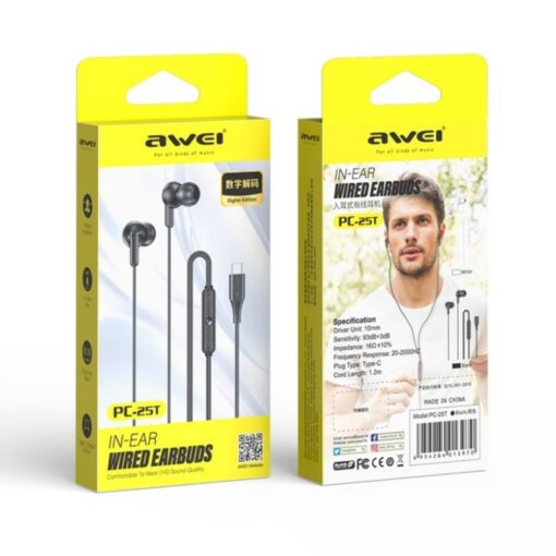 Kõrvaklapid Awei PC-25T USB-C mustad - Image 2