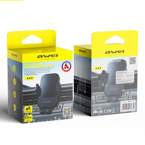 Laadija-hoidja auto Awei X43 15W must - Image 2