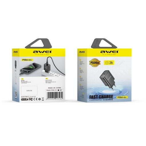 Laadija Awei PD61-EU 20W USB-C must - Image 2
