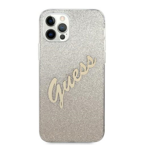 Guess case for iPhone 12 / 12 Pro 6,1" GUHCP12MPCUGLSGO gold hard case Glitter Gradient Script - Image 3