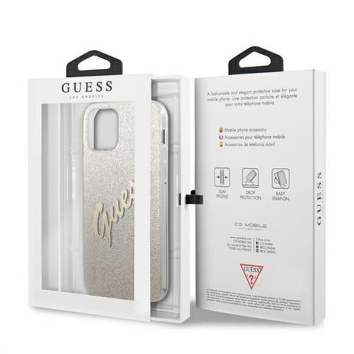 Guess case for iPhone 12 / 12 Pro 6,1" GUHCP12MPCUGLSGO gold hard case Glitter Gradient Script - Image 4