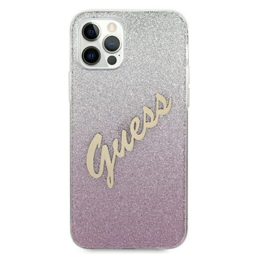 Guess case for iPhone 12 / 12 Pro 6,1" GUHCP12MPCUGLSPI pink hard case Glitter Gradient Script - Image 3