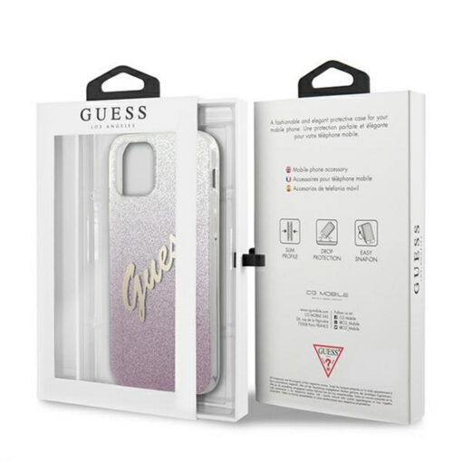 Guess case for iPhone 12 / 12 Pro 6,1" GUHCP12MPCUGLSPI pink hard case Glitter Gradient Script - Image 4