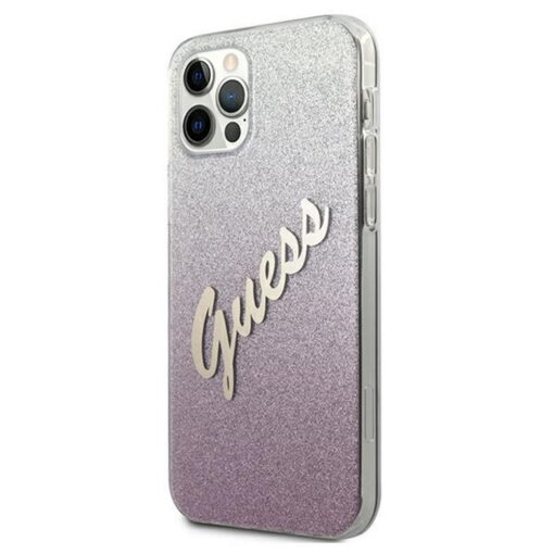 Guess case for iPhone 12 / 12 Pro 6,1" GUHCP12MPCUGLSPI pink hard case Glitter Gradient Script - Image 2