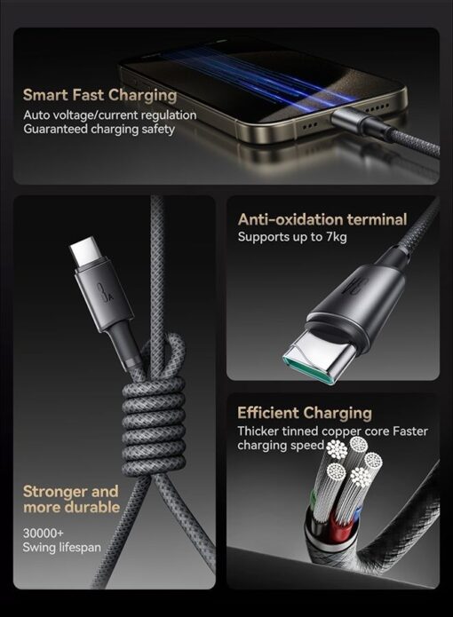Laadimisjuhe Joyroom SA-50 USB-A to USB-C 3A 1.2m tumehall - Image 3