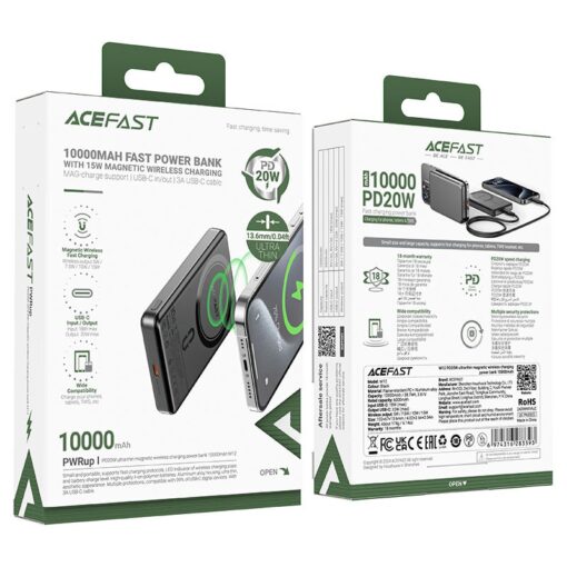Väline aku Power Bank Acefast M12-10000 PD20W Magnetic Wireless 10000mAh must - Image 5