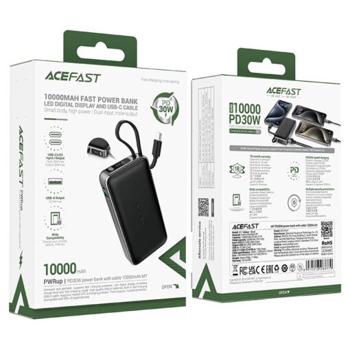 Väline aku Power Bank Acefast M7-10000 PD30W With Cable 10000mAh must - Image 5