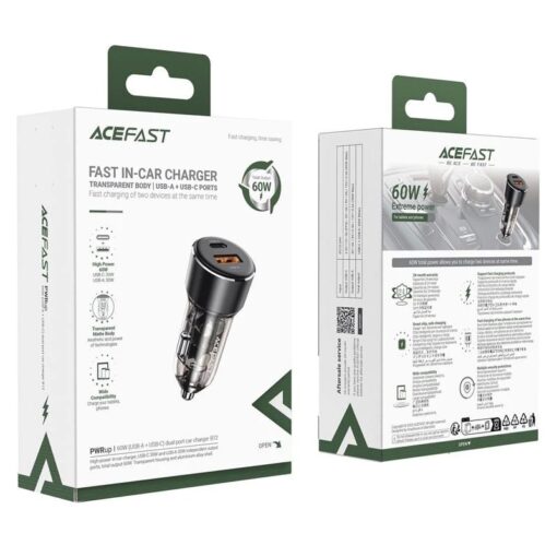 Autolaadija Acefast B12 60W USB-C/USB-A must - Image 5
