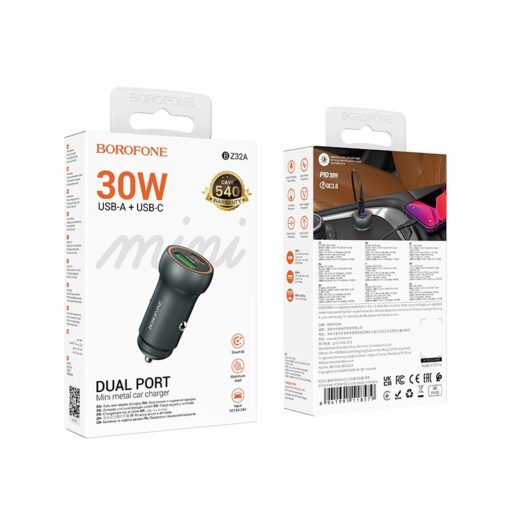 Autolaadija Borofone BZ32A USB-C/USB-A 30W hall - Image 4