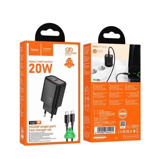 Laadija Hoco N60 20W GaN USB-C + USB-C to USB-C cable 1.0m must - Image 5