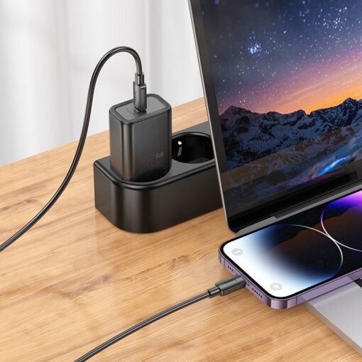 Laadija Hoco N62 30W GaN USB-C + USB-C to Lightning cable 1.0m valge - Image 4