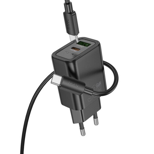 Laadija Hoco N63 30W GaN USB-C/USB-A + USB-C to USB-C cable 1.0m must - Image 2