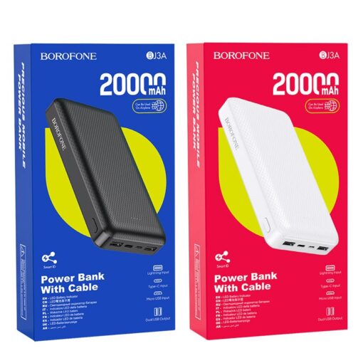 Väline aku Power Bank Borofone BJ3A Type-C microUSB 2*USB (2A)  20000mAh must - Image 5