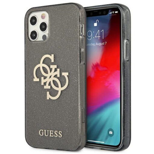 Guess case for iPhone 12 Pro Max 6,7" GUHCP12LPCUGL4GBK black hard case Glitter 4G Big Logo