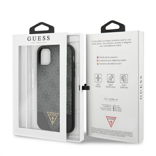 Guess case for iPhone 11 GUHCN61PU4GHBK gray hard case 4G Triangle Collection - Image 4