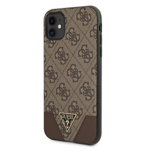 Guess case for iPhone 11 GUHCN61PU4GHBR brown hard case 4G Triangle Collection - Image 2