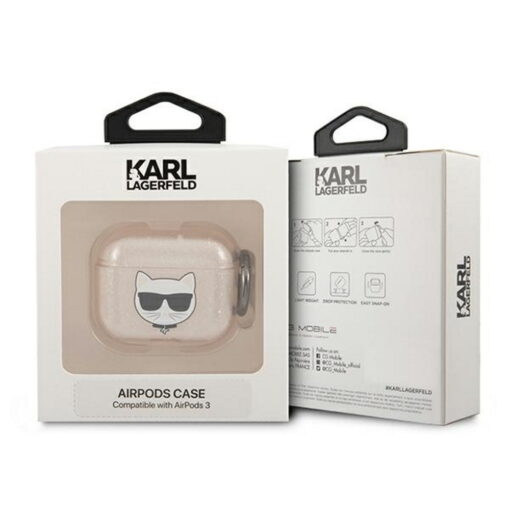 Karl Lagerfeld case for Airpods 3 KLA3UCHGD gold Glitter Choupette - Image 2