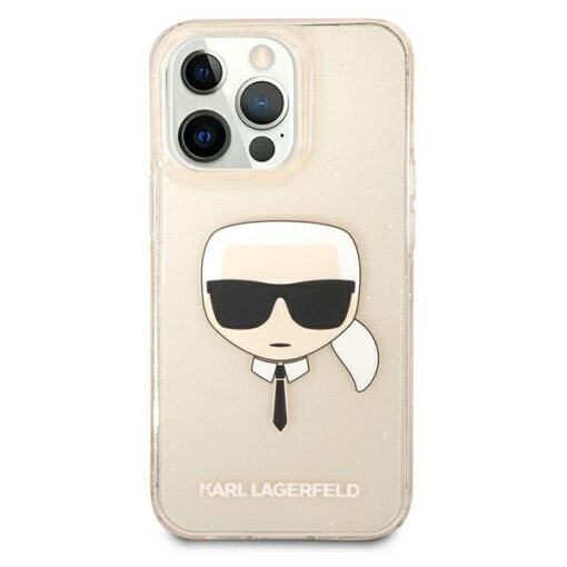 Karl Lagerfeld case for iPhone 13 Pro Max 6,7" KLHCP13XKHTUGLGO gold hard case Glitter Karl`s Head - Image 3