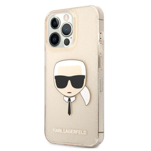 Karl Lagerfeld case for iPhone 13 Pro Max 6,7" KLHCP13XKHTUGLGO gold hard case Glitter Karl`s Head - Image 2