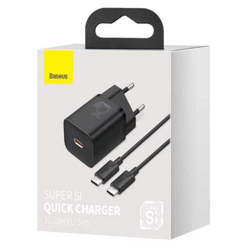 Baseus wall charger Super Si PD 25W 1x USBC black + USB-C - USB-C cable - Image 7