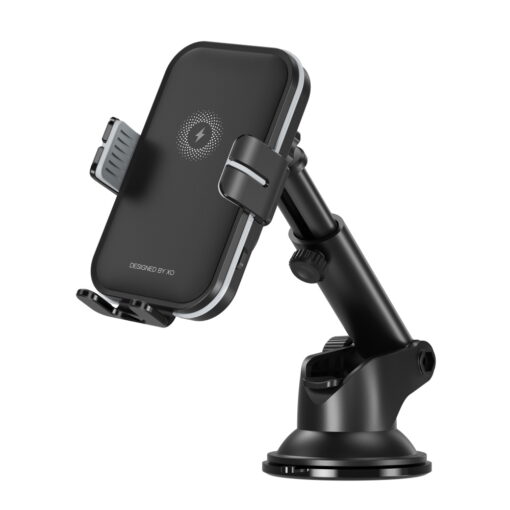 XO car holder WX027 with wireless inductive charger black 15W with suction cup - Image 2
