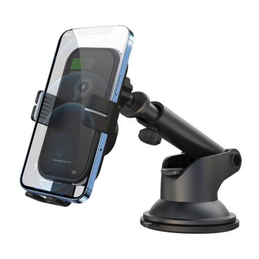 XO car holder WX027 with wireless inductive charger black 15W with suction cup - Image 4