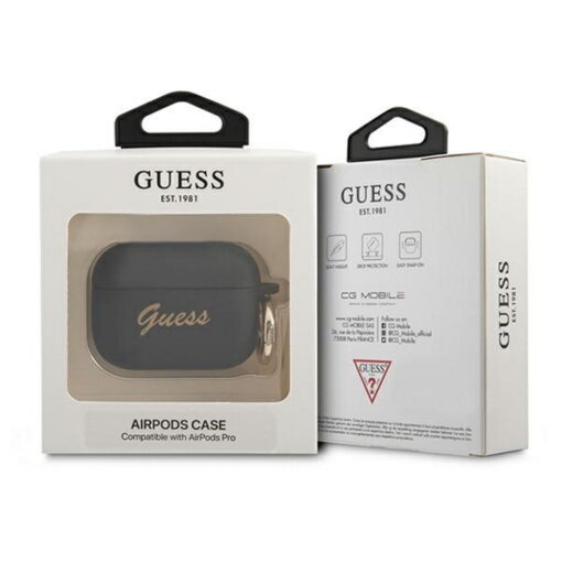 Guess case for AirPods Pro GUAPSSSK black Silicone Vintage Script - Image 2