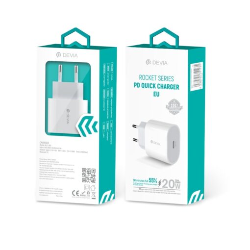 Devia wall charger Rocket PD 20W 1x USB-C white - Image 2