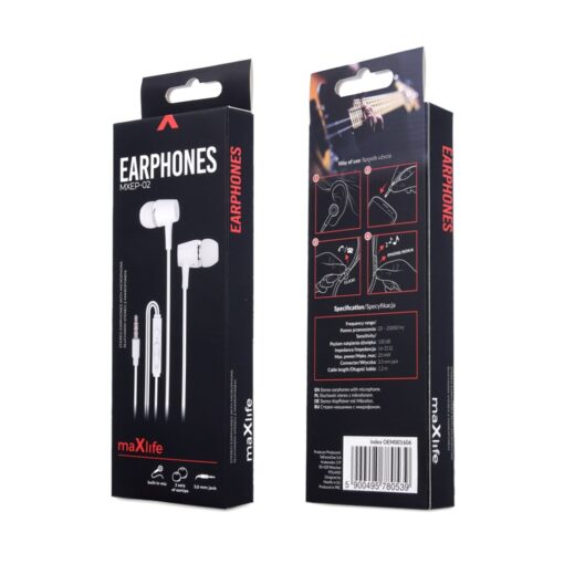 Maxlife wired earphones MXEP-02 jack 3,5mm white - Image 4