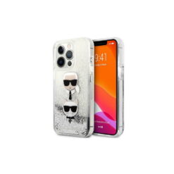 Karl Lagerfeld case for iPhone 13 Pro / 13 6,1" KLHCP13LKICGLS silver hard case Liquid Glitter Karl&Choupette Head