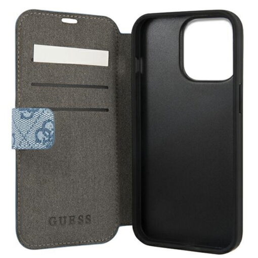 Guess case for iPhone 13 Mini 5,4" GUBKP13S4GDBL blue book case 4G Stripe - Image 4